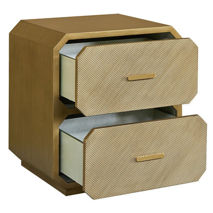Anderson 60x65cm 2 Drawer Bedside Table - Antique Gold - OUTLET NSW