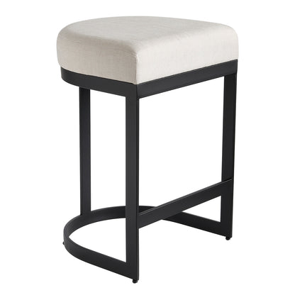 Remy Black Kitchen Stool - Natural Linen