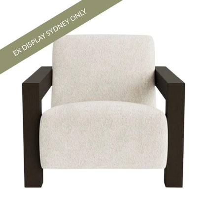 Lindsay Arm Chair - Ivory Chenille - OUTLET NSW