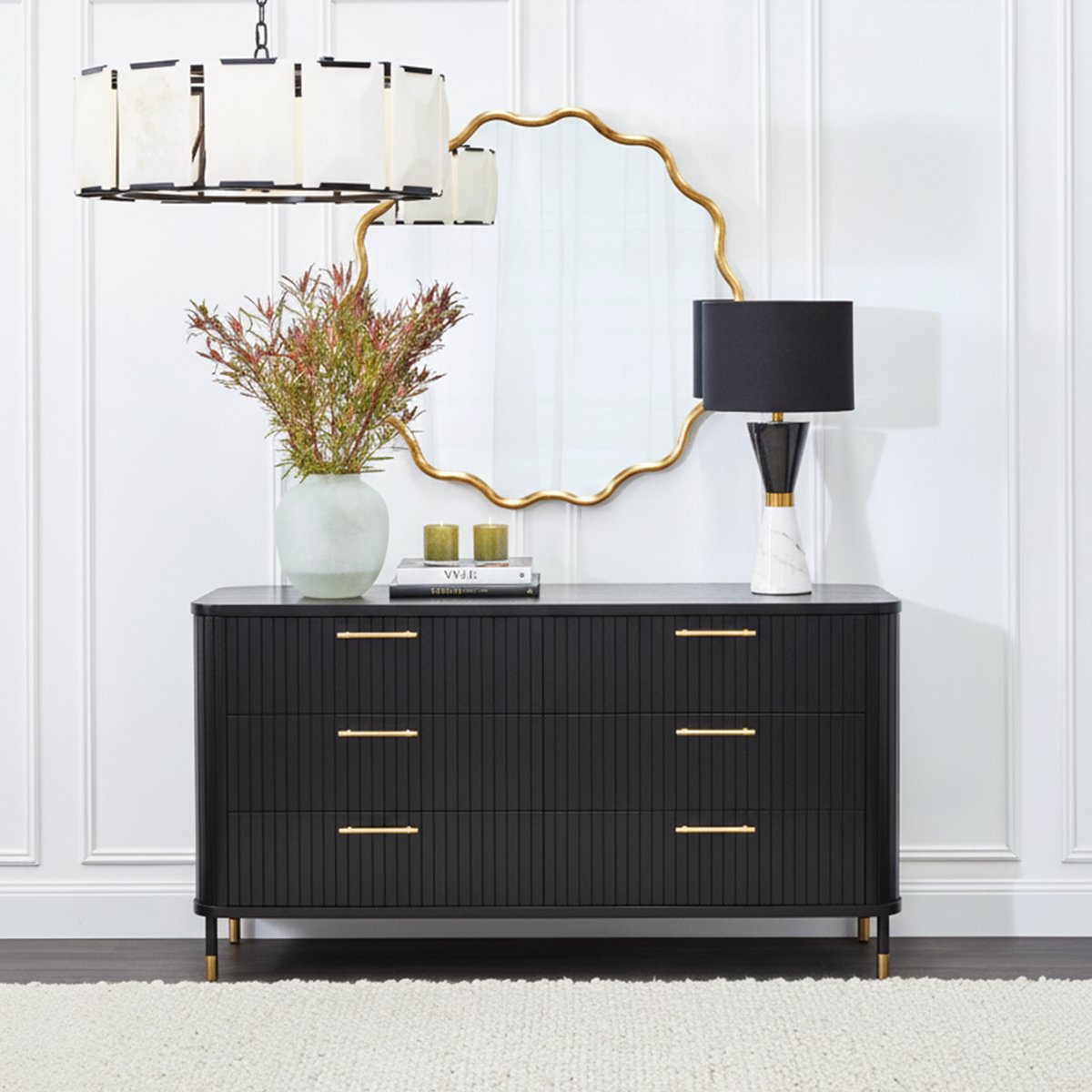 Sophia 160cm 6 Drawer Chest - Black