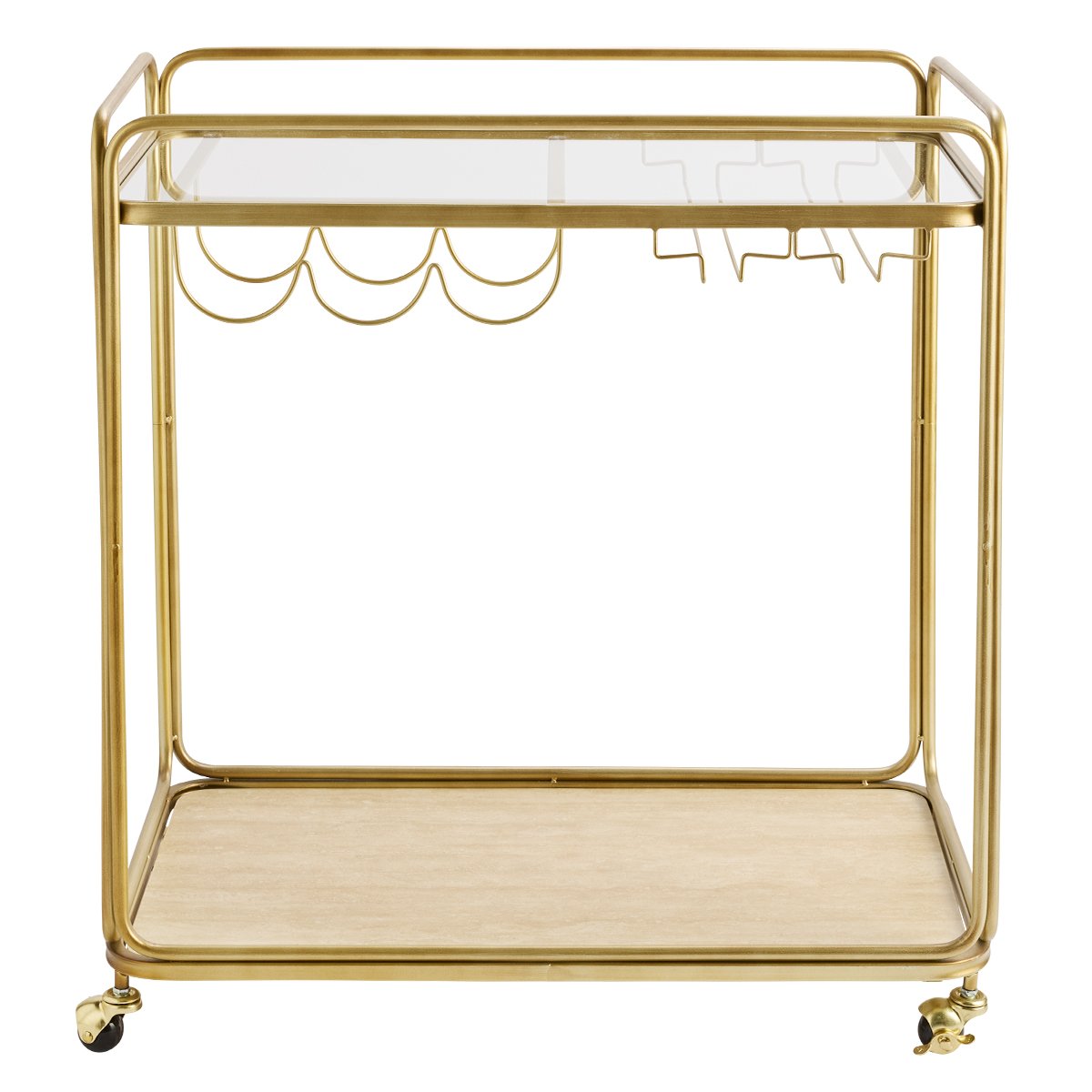 Wentworth Rectangle Bar Cart - Antique Gold
