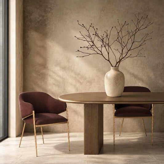 Brunella Oval Dining Table - 2.4m Antique Gold