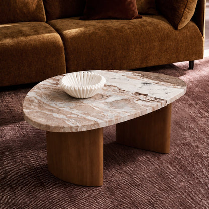 Solstice River Brown Marble Coffee Table - Small Walnut