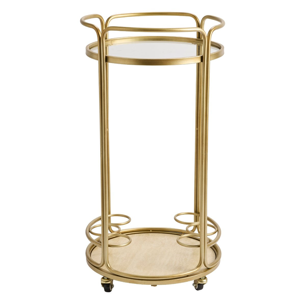 Wentworth Round Bar Cart - Antique Gold