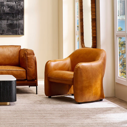 Clifton Arm Chair - Light Brown Leather