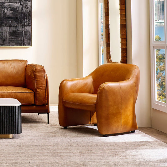 Clifton Arm Chair - Light Brown Leather