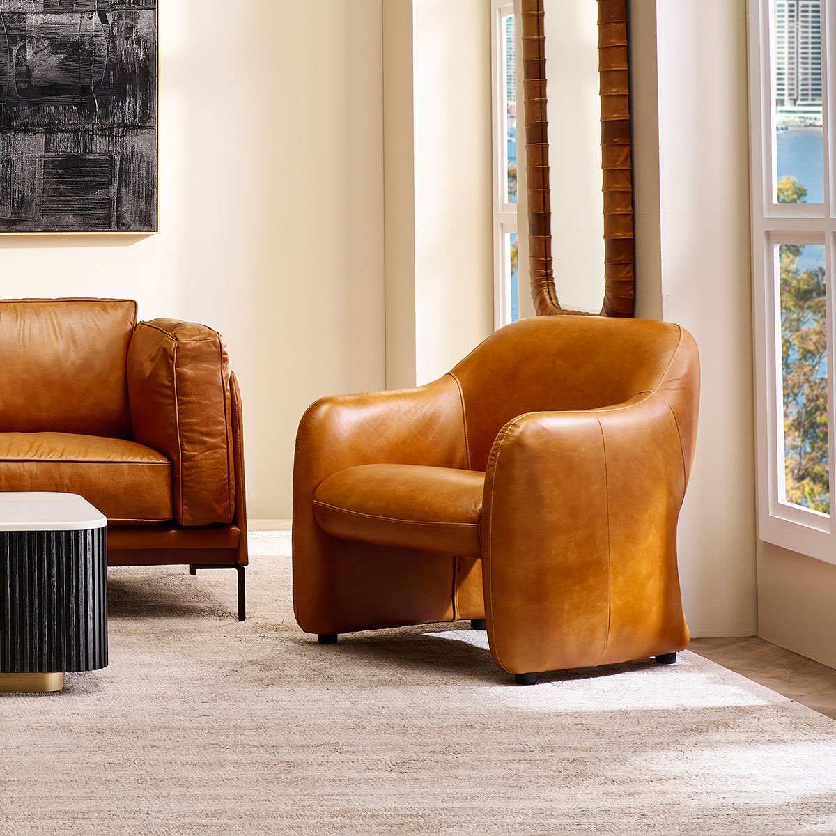 Clifton Arm Chair - Light Brown Leather