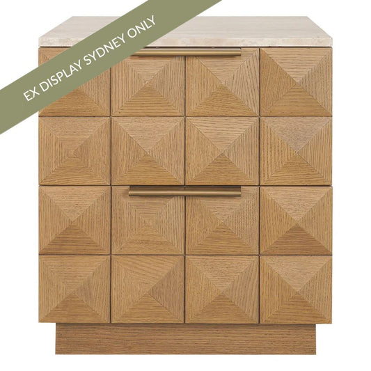 Benedict Natural Oak Bedside Table - Travertine - OUTLET NSW