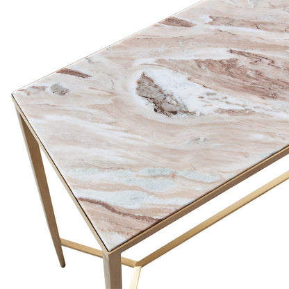 Chloe 110cm Pink Marble Console Table -  Gold