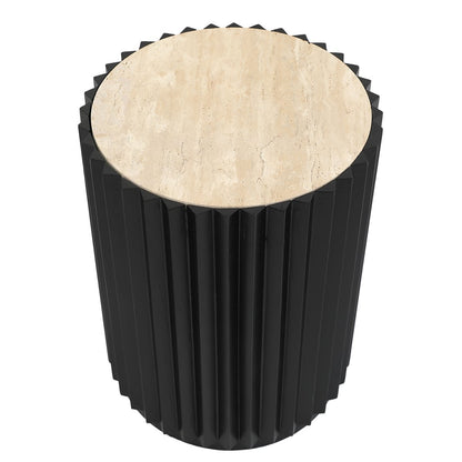 Carter Travertine Side Table - Black - OUTLET NSW