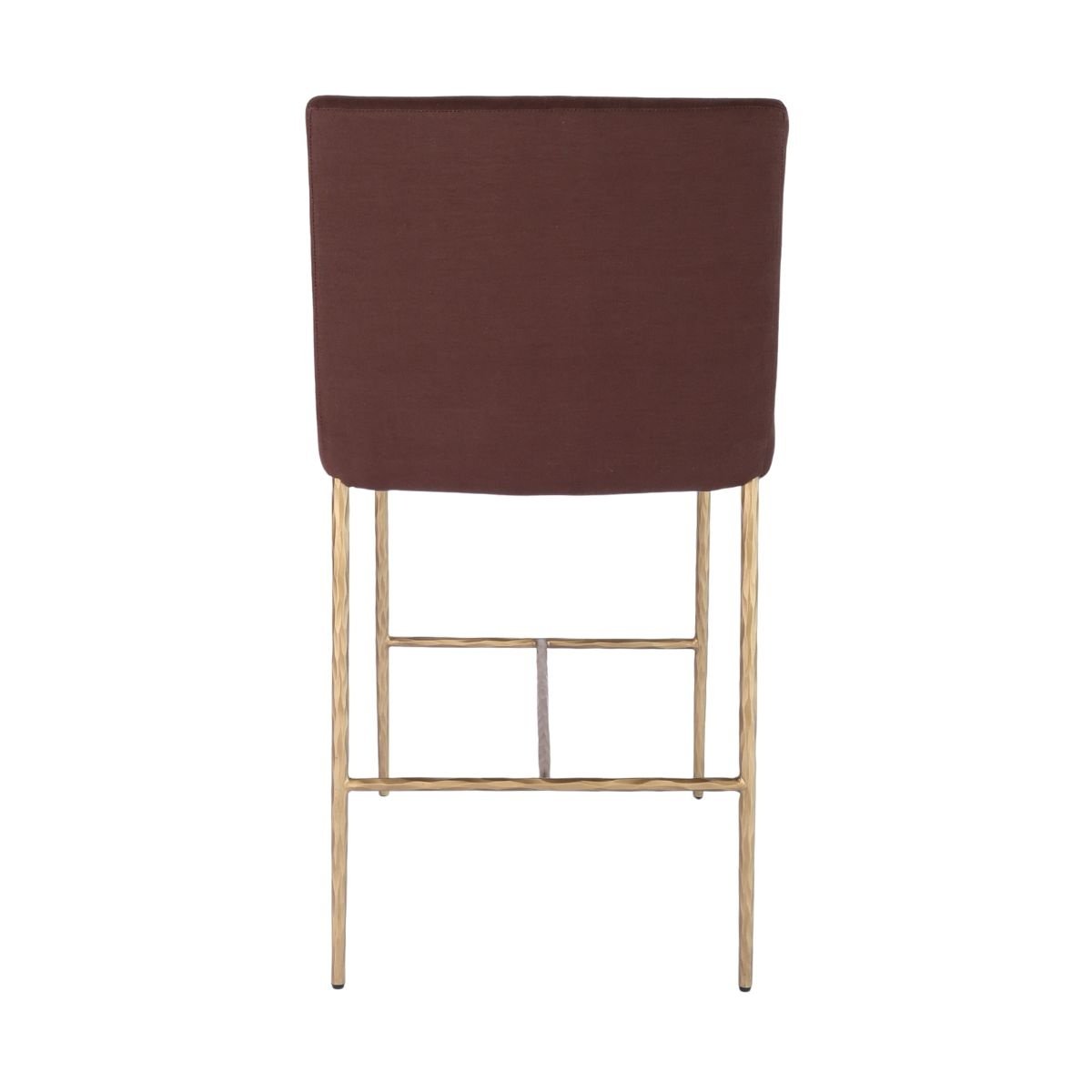 Heston Brass Kitchen Stool with Back - Chocolate Linen