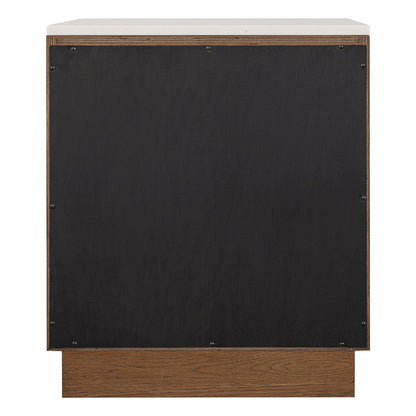 Benedict Walnut Bedside Table - White Marble