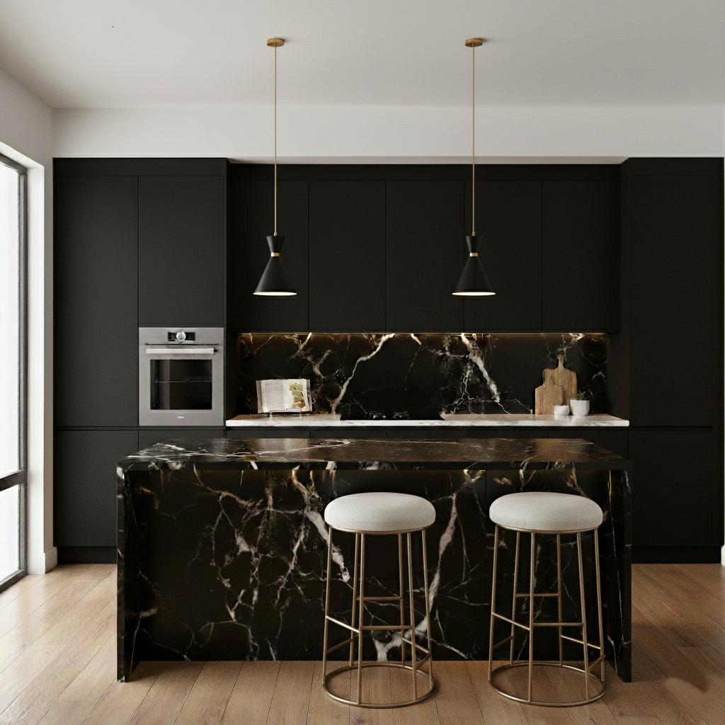 Oslo Pendant - Black w Brass