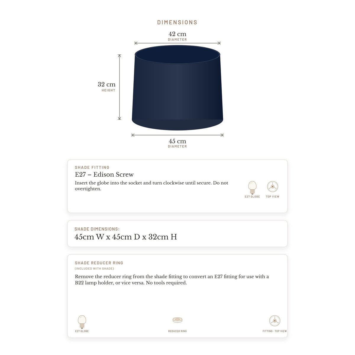 Capella Tapered Shade - Tall Navy - Bulk Buy Qty 5 – view 5