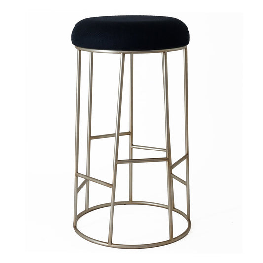 Aiden Gold Steel Bar Stool - Black Linen