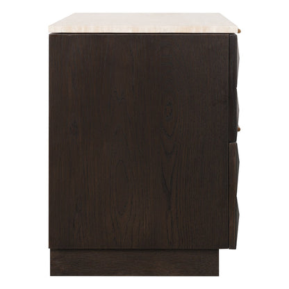 Benedict 53x62.5cm Smoked Oak Bedside Table - Travertine