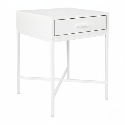 Nessa 45x60cm 1 Drawer Bedside Table - All White