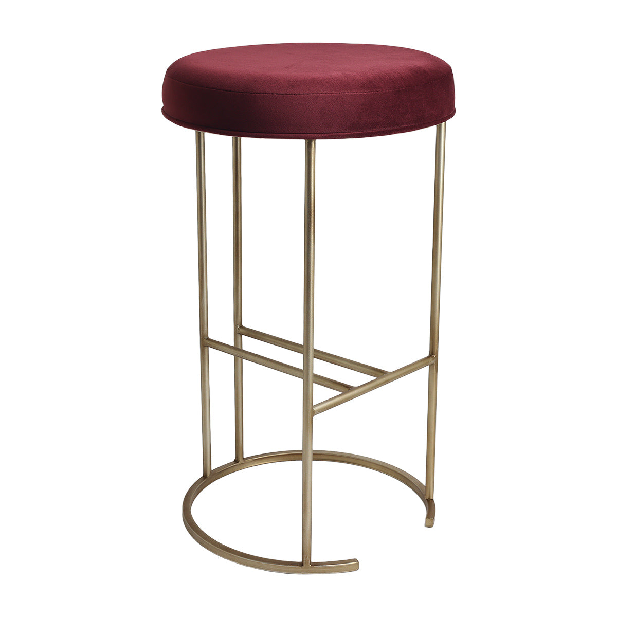 Blackley Gold Iron Kitchen Stool - Mulberry Velvet - OUTLET NSW