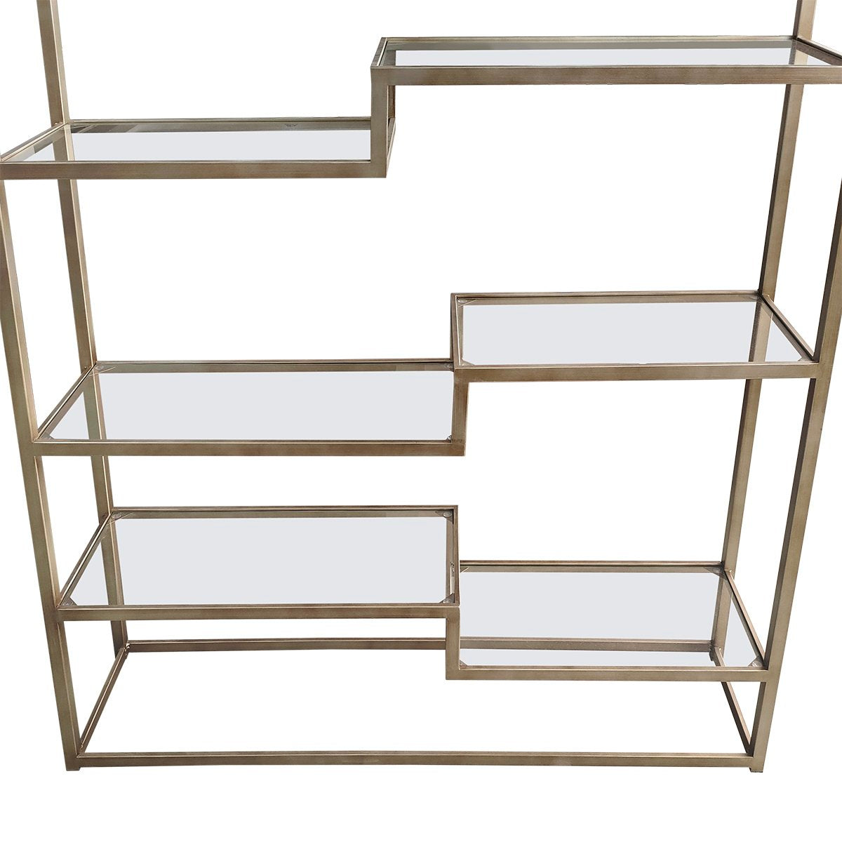 Mistique 130x200cm Glass Shelving Unit - Antique Gold