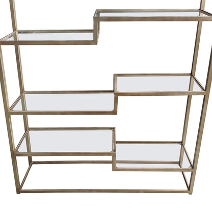 Mistique 130x200cm Glass Shelving Unit - Antique Gold