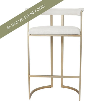 Dino Bar Stool with Upholstered Arms - Natural Linen - OUTLET NSW