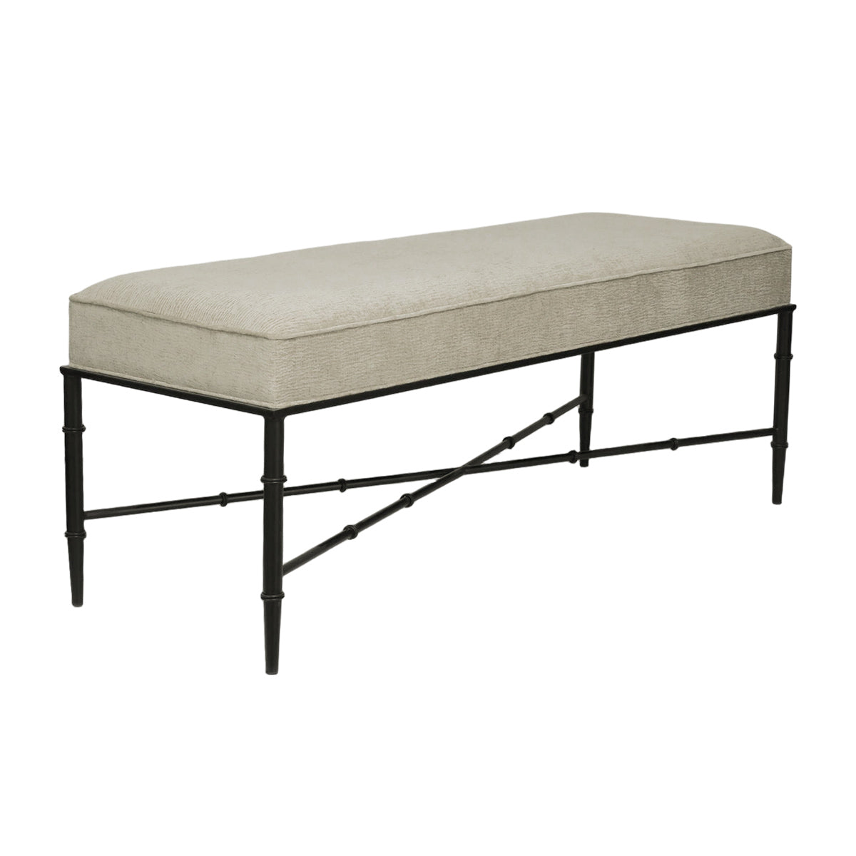 Hacienda Black Iron Bench Ottoman - Wheat