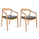 Astrid Ashwood Dining Chair Set of 2  - Natural w Black Leather