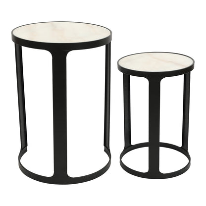 Isabelle Marble Nesting Side Tables - Black - OUTLET NSW