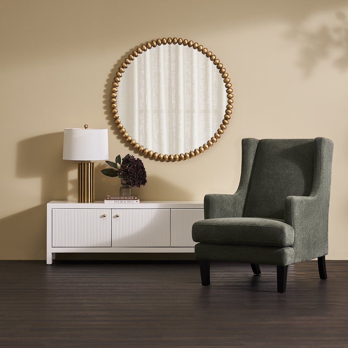 Esme Round Wall Mirror - Gold Leaf