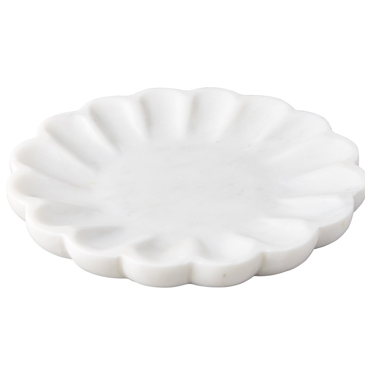 Stellar Marble Round Tray - White