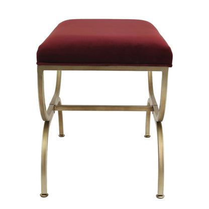 Novak Antique Gold Iron Stool - Mulberry Velvet - OUTLET NSW