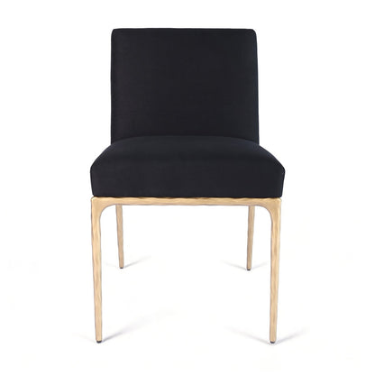 Heston Brass Dining Chair - Black Linen