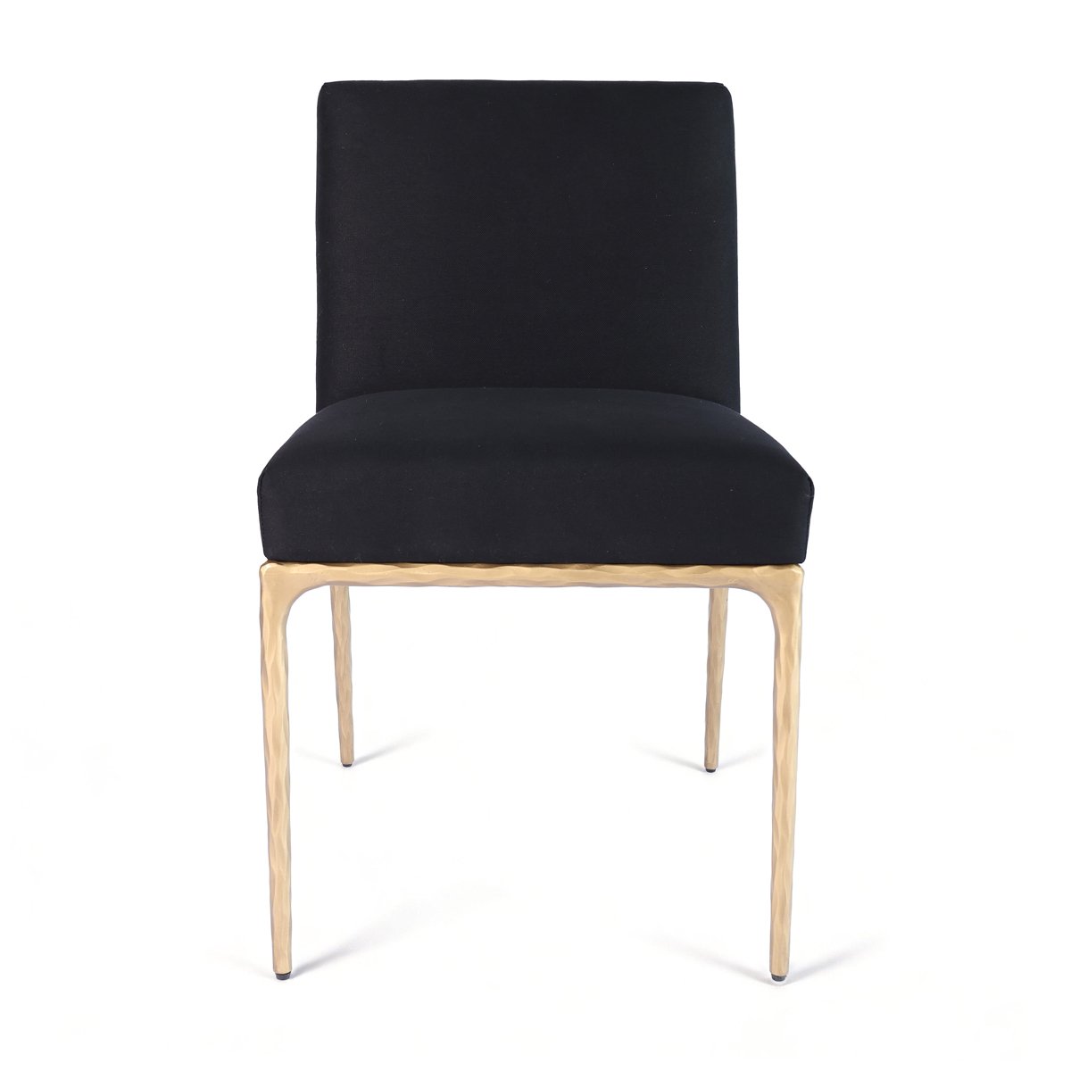 Heston Brass Dining Chair - Black Linen