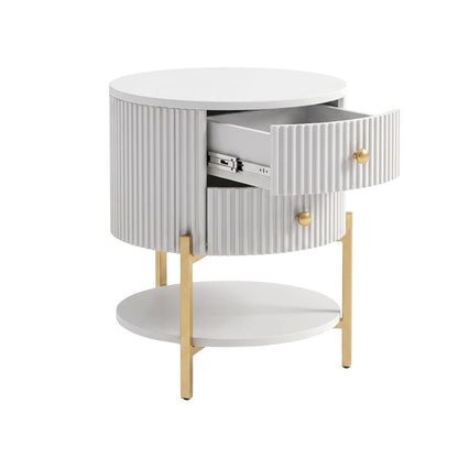 Aimee 45x55cm Round Bedside Table - White