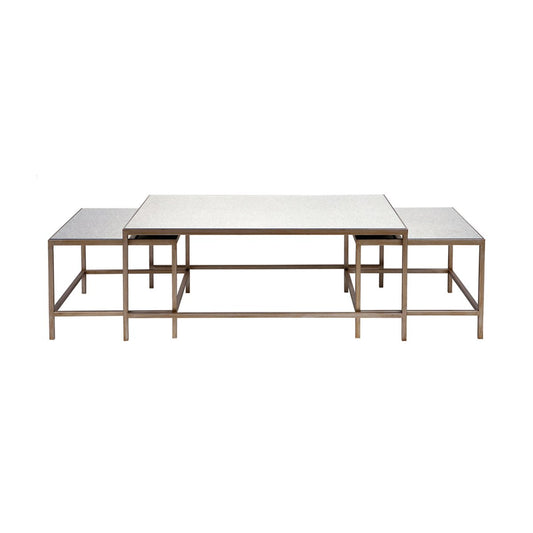 Cocktail Mirrored Nesting Coffee Tables - Antique Gold