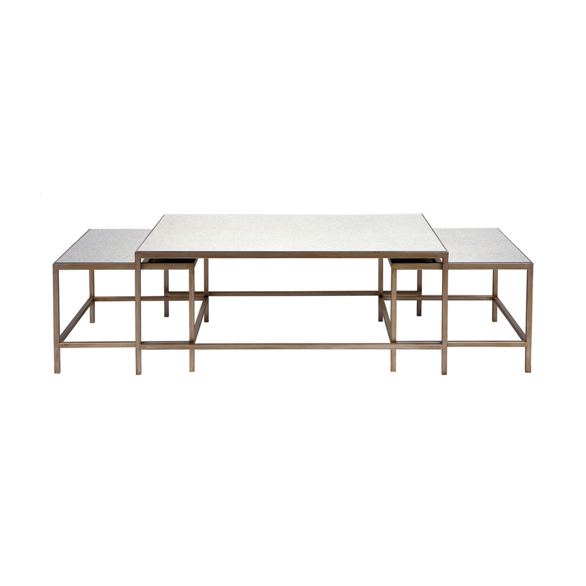 Cocktail Mirrored Nesting Coffee Tables - Antique Gold