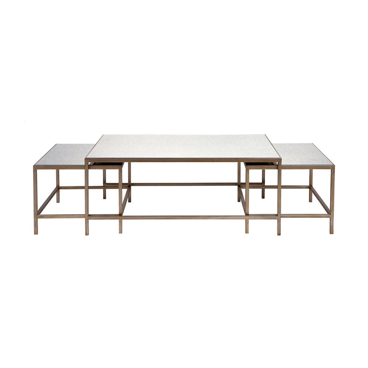 Cocktail Mirrored Nesting Coffee Tables - Antique Gold