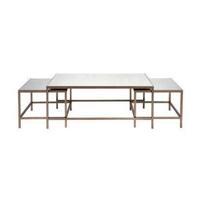 Cocktail Mirrored Nesting Coffee Tables - Antique Gold
