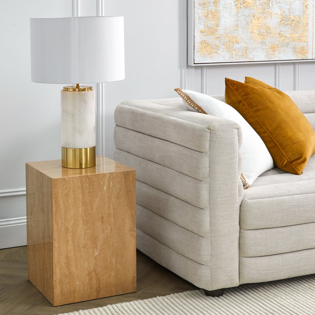 Paola Marble Table Lamp - White w White Shade – view 7
