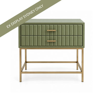 Antler 56.5x60cm Bedside Table - Olive - OUTLET NSW