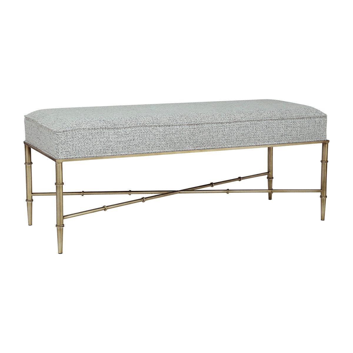 Hacienda Antique Gold Iron Bench Ottoman - Salt & Pepper – view 2