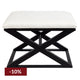 Spencer Black Timber Stool - Natural Linen