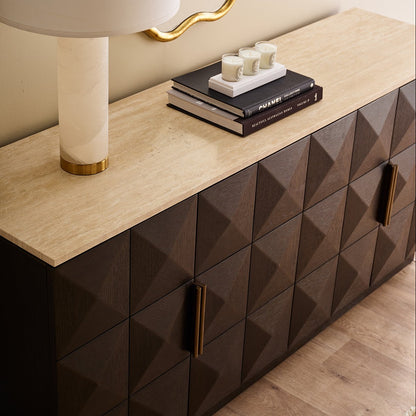 Benedict 170cm Smoked Oak Buffet - Travertine