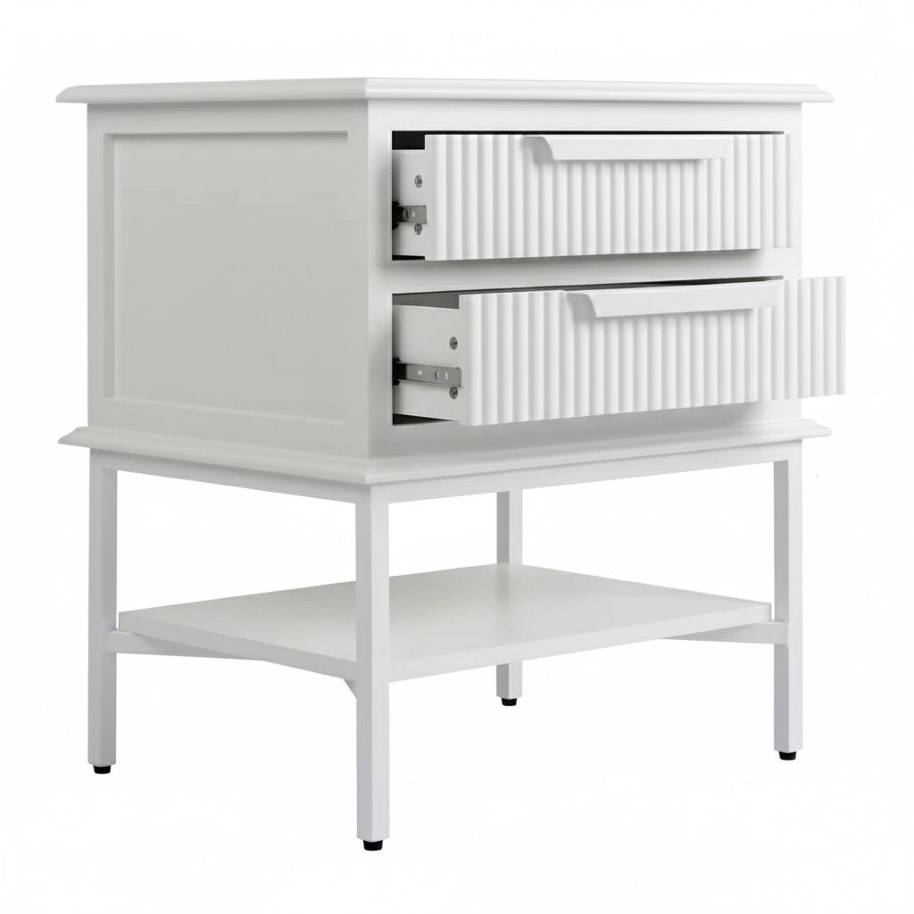Aimee 55x60cm Bedside Table - All White