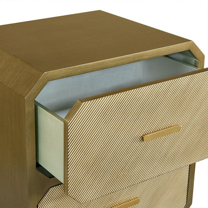 Anderson 60x65cm 2 Drawer Bedside Table - Antique Gold - OUTLET NSW