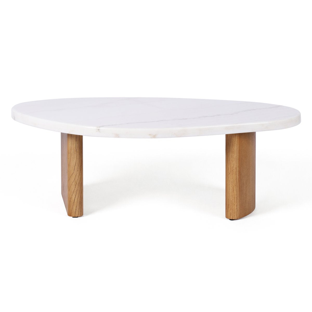 Solstice Ivory Cloud Marble Tables Set of 3 - Oak