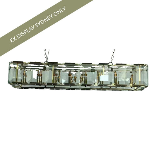 Florence Glass Pendant - Linear Antique Brass - OUTLET NSW