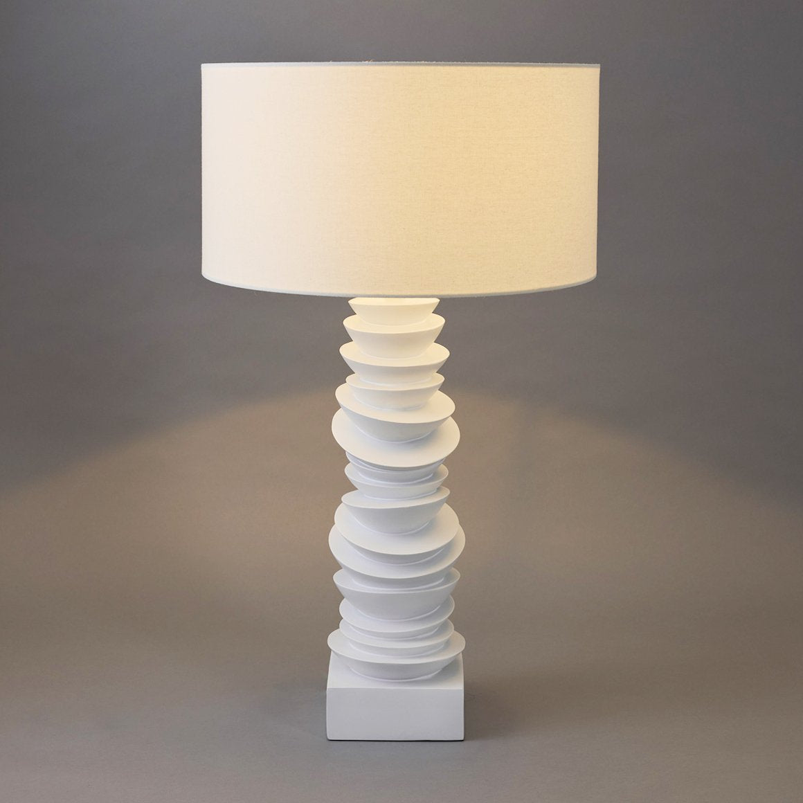 Mendoza Table Lamp - White w Off White Shade