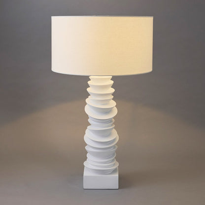 Mendoza Table Lamp - White w Off White Shade