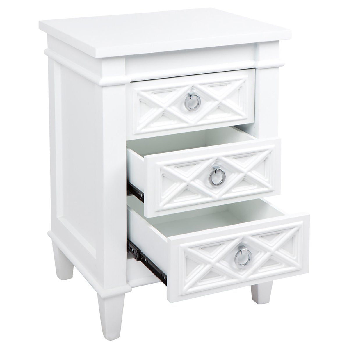 Plantation Bedside Table - Small White Set of 2